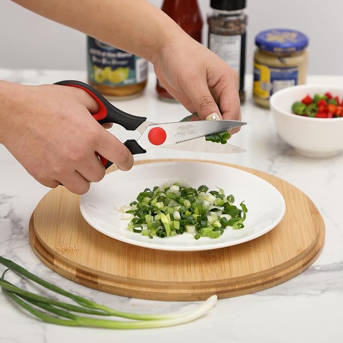 Mr. Pen- All Purpose Kitchen Shears with Protective Sheath, 8 Inch | Dishwasher Safe, Stainless Steel Food Scissors with Micro-Serrated Blades, Durable Utility Kitchen Shears, Black & Red