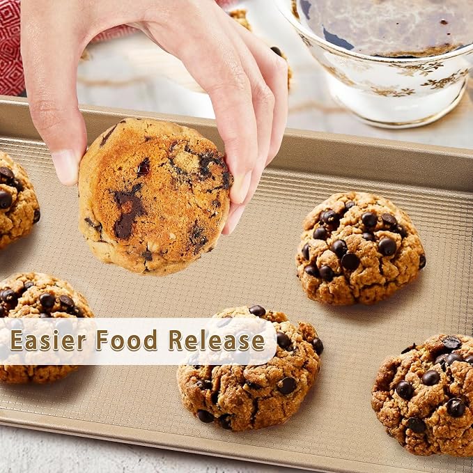15'' Jelly Roll Baking Pan Set of 2 | Commercial Quality Baking Sheet Pan | Nonstick Cookie Sheets for Baking Supplies | No Rust & No Toxic Carbon Steel Heavy Duty Baking Tray for Oven