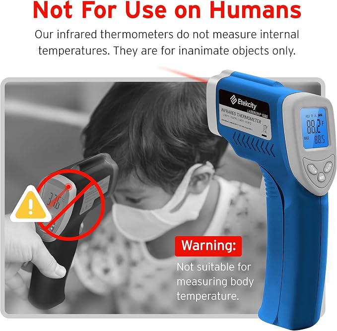 Etekcity Infrared Thermometer Laser Temperature Gun, -58°F~1130°F, Blue | Cooking, Pizza Oven, BBQ, Meat, Kitchen, Reptile, HVAC, Adjustable Emissivity, MAX Display, High Temperature
