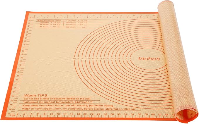 Silicone Pastry Mat 34x26 Inch Nonstick Baking Mat -Perfect for Doug, Pastry, Bread, Dough Rolling, Kneading Board, Pie Crust, Fondant, Pasta/Pizza, Kitchen Counter Mat