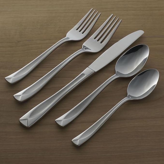 Oneida Lincoln Satin 45-Piece 18/0 Silverware Set for 8, Flatware | satin finish, dishwasher safe | includes serving spoons and utensil set | cutlery set, wedding silverware