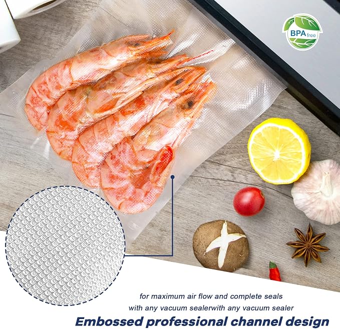 Vacuum Sealer Bags 2 Rolls 11"x50' Commercial Grade Food Saver Bags Rolls for Seal a Meal, BPA Free, Heavy Duty, Great for vac Storage, Meal Prep or Sous Vide