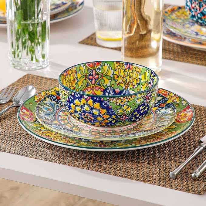 vancasso SIMI 28 oz Cereal Bowls Set of 6, Bohemian Ceramic Soup Bowls | For Pasta, Salad, Ramen, Fruit Serving, Dishwasher and Microwave Safe, Porcelain, Chip-Resistant, Decorative Bowls