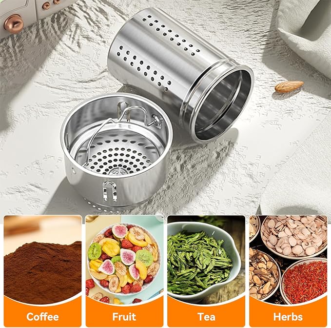 Stainless Steel Insulated Tea Infuser Bottle, Vacuum Insulated Water Bottle, Tea Tumbler with Separate Tea Compartment, 24-Hrs Insulation Commute Travel (Silver,32oz/1000ml)