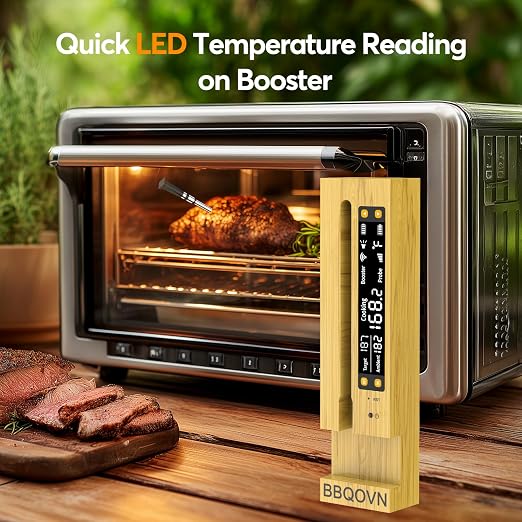 WiFi Sub-1G Wireless Meat Thermometer Unlimited Range 7 NIST Certified Sensors with Ambient Temp 2 Temp Monitoring Ways Digital Smart Base and App for BBQ, Smoker, Grill, Oven (Single Probe)