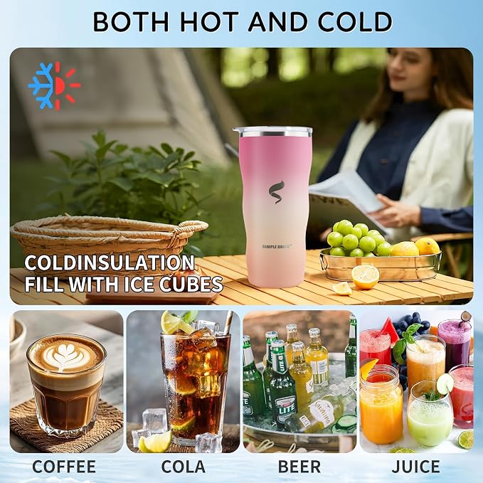 20 oz Insulated Tumbler, Straw and Flat Lids,Pink Mesa Sunset | 18/8 stainless steel, double-wall vacuum insulation, BPA-free materials, reusable straw, for everyday hot and cold drinks.