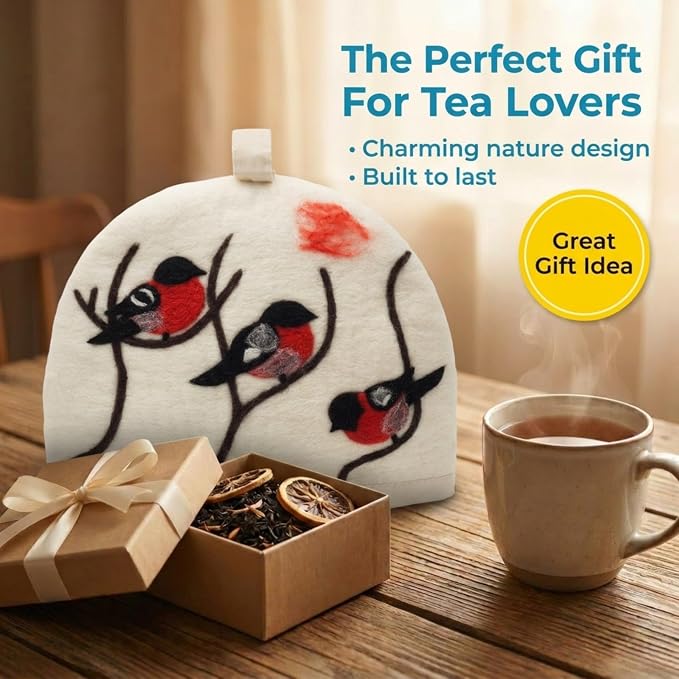 Glaciart One Wool Teapot Cozy Kettle Cover | Dome Shaped Large Tea Cosy, Kettle or French Press | Handmade & Needle Felted from Natural Wool | Warms Up to 2 Hours | Great as Gift