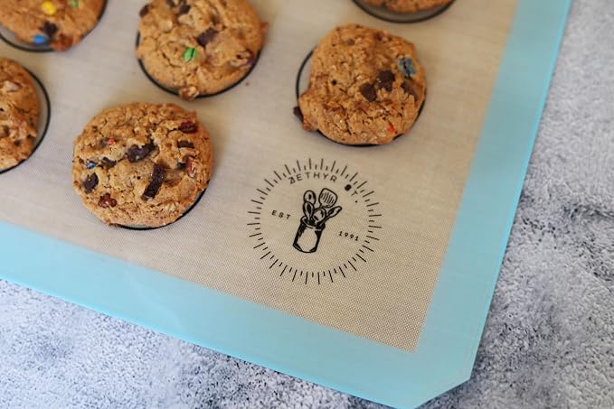 Macaron Baking Mat Silicone Non Stick, 3/4 Sheet Reusable Pack of 3 Blue | Non-Stick Macaron Mat for Easy Baking, Heat Resistant & Dishwasher Safe, Reusable & Eco-Friendly, For Cookies & More, 13x19”