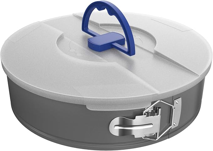 Classic Cuisine Springform Pan with Lid, White, 10” x 2.5” | Nonstick Cheesecake Baking Pan with Travel-Friendly Snap-On Lid - Anti-Warping Steel Bakeware
