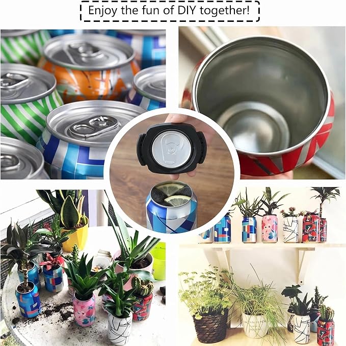 Can Top Cutter Remover with 1 Plastic Safety Sleeve Bottle Opener – Safe Top Lid Opener for Beer Soda Cans, DIY Plant Pot Storage Container