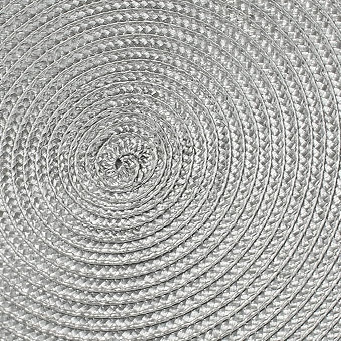 AHHFSMEI Round Placemats Set of 6 Heat Resistant Washable Non-Slip Woven Braided Table Mats for Dining Table Kitchen & Home Decor (Grey B)