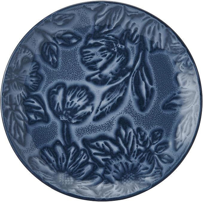 Paltzgraff Garden Elegance 12 Piece Floral Stoneware Dinnerware Plate Bowl Dish Set, Service for 4, Blue