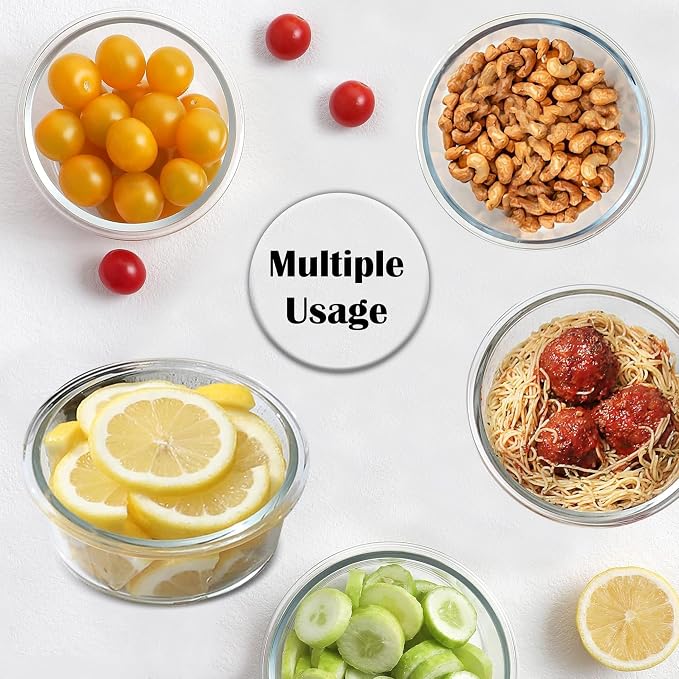 8oz Glass Food Storage Containers with Airtight BPA-Free Lids 6 Pack, 1 Cup Small Glass Freezer Containers for Sauce, Sides, Meal Prep - Reusable & Dishwasher Microwave Fridge Freezer Safe