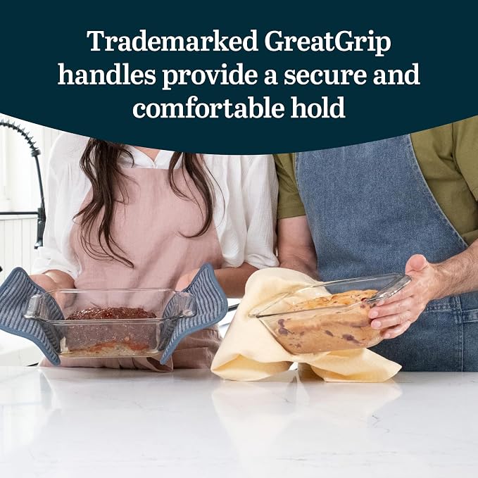 Libbey Baker’s Premium 2-Piece Glass Bread Loaf Pan Baking Dish Set, Space-Saving Glass Bakeware set for Bread, Loaf, and Pound Cakes