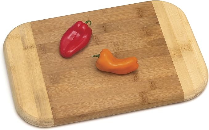 Lipper International Bamboo Wood Two-Tone Kitchen Cutting and Serving Board, Medium, 11-3/4" x 7-3/4" x 3/4"