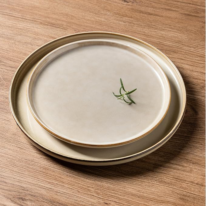 AmorArc Stoneware Dinnerware Sets for 6, 18Pcs Plates and Bowls Sets Dishes | Ceramic Round Reactive Glaze Dishes Set, Highly Scratch Resistant | Dishwasher & Microwave Safe Dishware