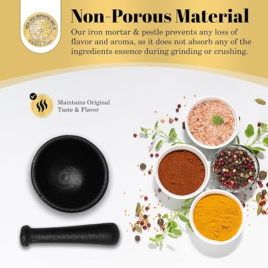 Cast Iron Cauldron Mortar and Pestle Set (MP1- Cast Iron MP 3")