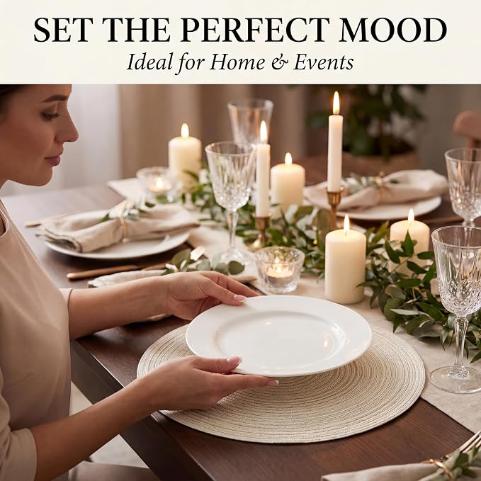 FunWheat Round Braided Placemats Set of 6 Easy Clean Place mats for Dining Tables Woven Heat Resistant Washable Table Mats 15 inches(Beige)