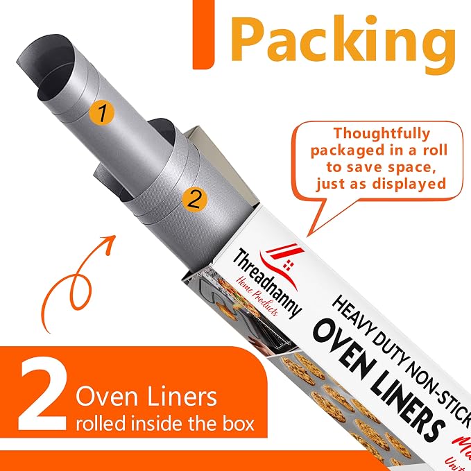 Oven Liners for Bottom of Oven - 17"x 25" Large Heavy Duty Non-Stick 2 Pack | Resistant to 500°F, BPA & PFOA Free, Reusable, Fits Electric, Gas, Toaster, Microwave Ovens & Grills, Spill Guard, Silver