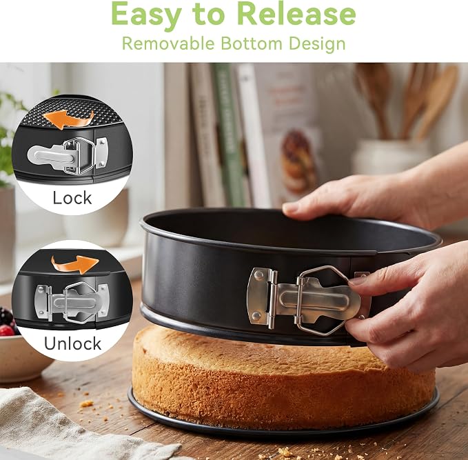 USLAl 9 Inch Springform Pan, Nonstick | Removable Bottom for Easy Release & Cleanup, Round Cheesecake Pan for Baking Cakes, Pies and Quiches