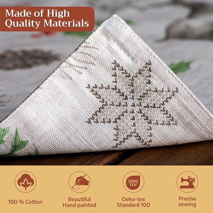 Maison d' Hermine Placemats Set of 4 Reusable 100% Cotton (13"x19") | Cloth Place Mats Washable Table Mats for Kitchen Dining Party Wedding Hotel Home Thanksgiving Christmas - Christmas Dew