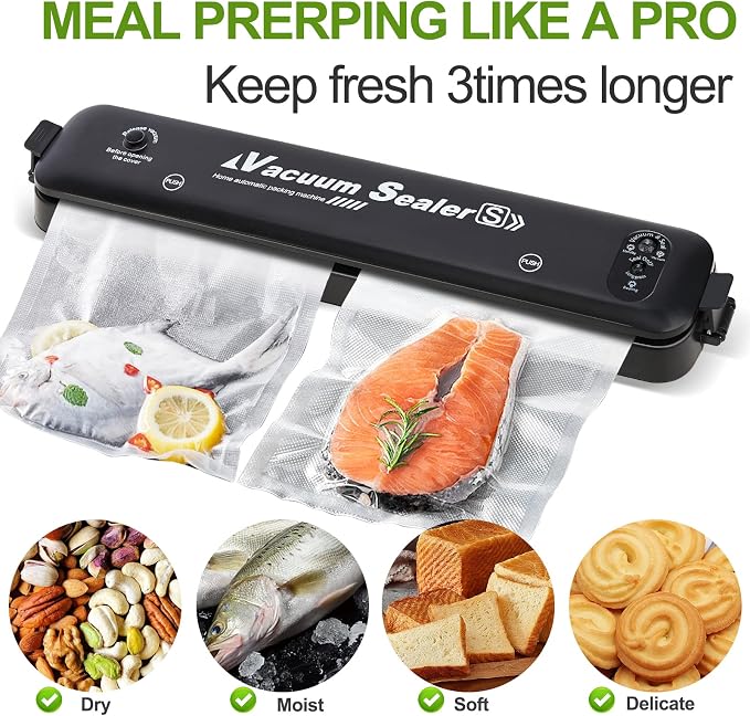 W&Y Vacuum Sealer Bags 8"x20' 3 Rolls Cut-to-Size Sous Vide,BPA Free | Commercial Grade, BPA Free, Freezer Bags, Sous Vide Cooking, Puncture Prevention, Vacuum Storage Bags