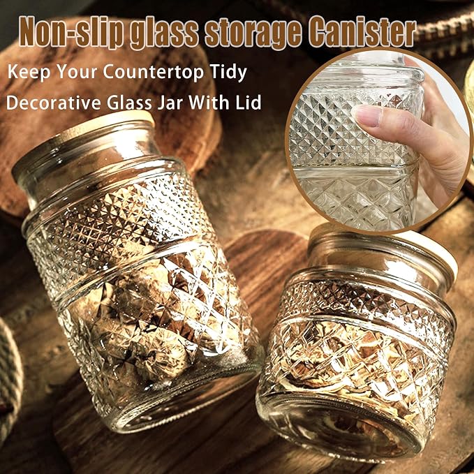 Viovian Vintage Glass Jar with Lid Spoon 38 OZ Round Thick Glass Storage Jars Airtight Lids Clear Decorative Canister Container for Food Candy Cookie Sugar Coffee Tea Nuts Snack Dog Treat Vase