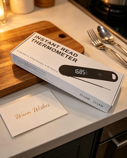 Charmline Meat Thermometer | 180° Auto-Rotating LED Display, 0.5-Second Read, Dual-battery Design, IP67 Waterproof and Dustproof