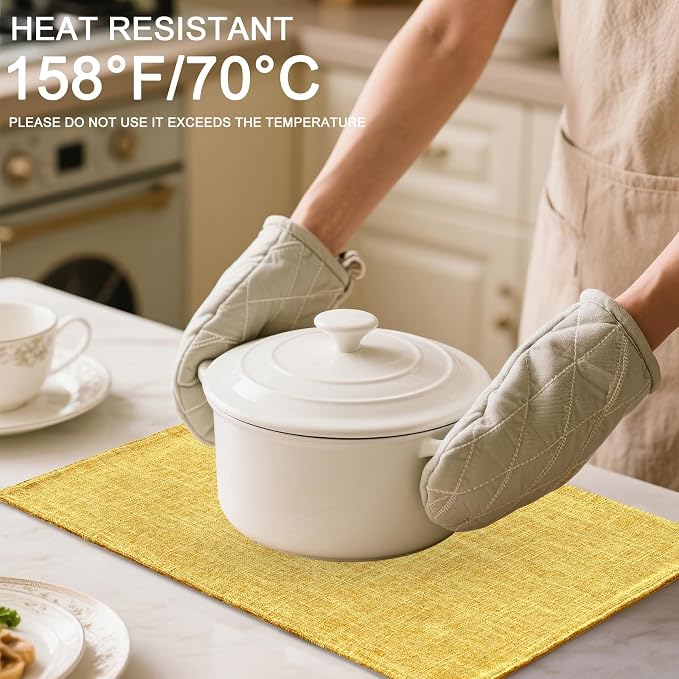Homaxy Cloths Placemats for Dining Table Set of 4, 13" x 19",Mustard Yellow | Heat Resistant, Washable, Cotton Linen Blend Table Mats, Easy to Clean Place Mats, Indoor Outdoor