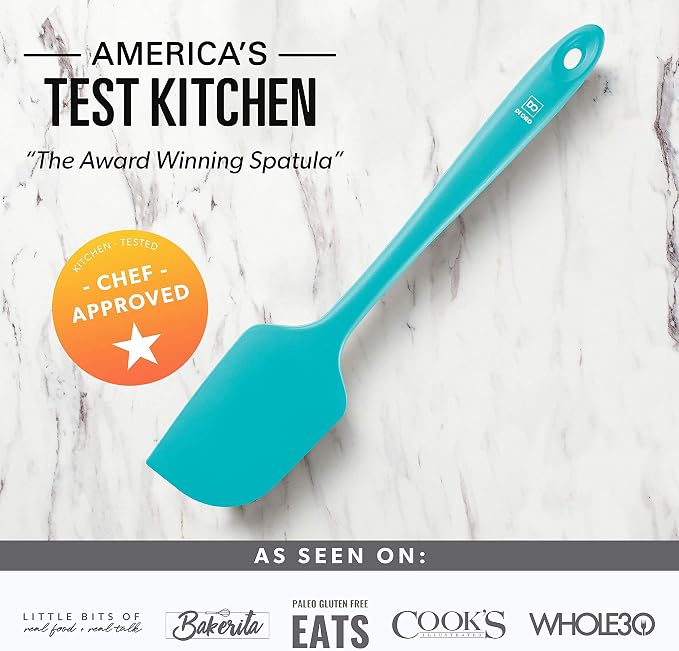 DI ORO Silicone Spatula Set - 600F Heat Resistant, 3-Pc Teal | Rubber scraper won't scratch nonstick pans; For baking, cooking, mixing, and frosting; BPA-free and dishwasher safe