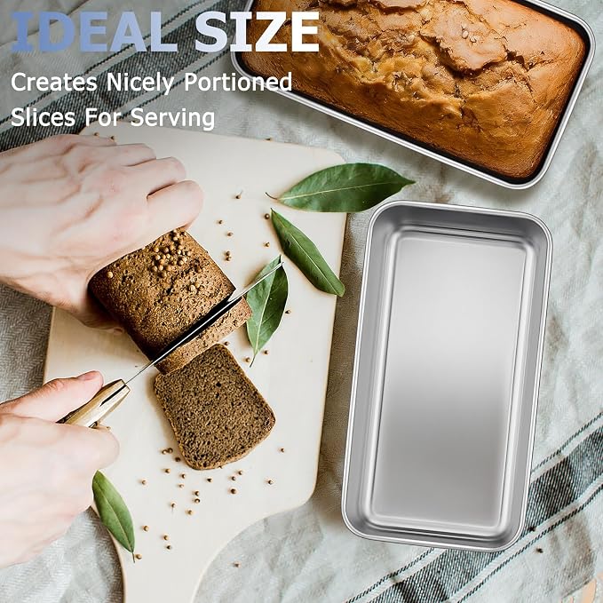 TeamFar Loaf Pans for Baking, 9 x 5 Inch Stainless Steel Loaf Bread Pans | Bread Pans Tins for Homemade Bread/Brownies, Healthy & Sturdy, Oven & Dishwasher Safe - Set of 12