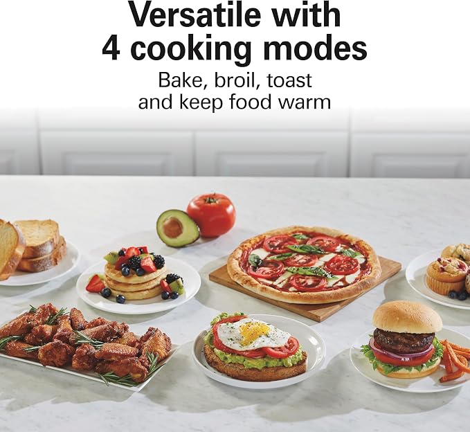Hamilton Beach 2-in-1 Countertop Toaster Oven and Long Slot 2 Slice Toaster | Bake, Broil Toast | 2 Rack Positions | 60 Minute Timer | Automatic Shut Off | Shade Selector | Stainless Steel | 31156J