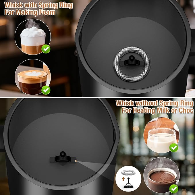 4-in-1 Electric Milk Frother & Steamer – Automatic Frother Machine, Barista-Style Hot & Cold Foam for Lattes, Cappuccinos, Iced Coffee, Quiet, One-Touch, Easy to Clean