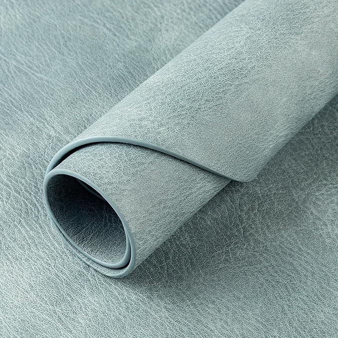 ADRIMER Placemats, Heat Resistant Oval Placemats Set of 12 Washable 12 x 17 Inch, Waterproof Table Mats, Wipeable Pu Place Mats for Kitchen, Dining Room, Light Blue