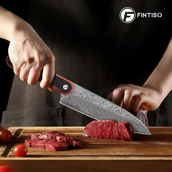 8" Chef Knife, 67-Layer Damascus Stainless Steel Kitchen Knife, G10 Handle | 8 Inch Damascus Knife with 10Cr15CoMoV Steel Core, Ultra-Sharp Cooking Knife with Ergonomic Full-Tang G10 Handle