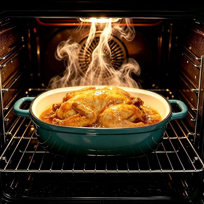 Enamelled Cast Iron Bread Loaf Pot, Non Stick Dutch Oven for Sourdough Bread Baking, Oven Safe (Peacock Blue, 3 Quarts)