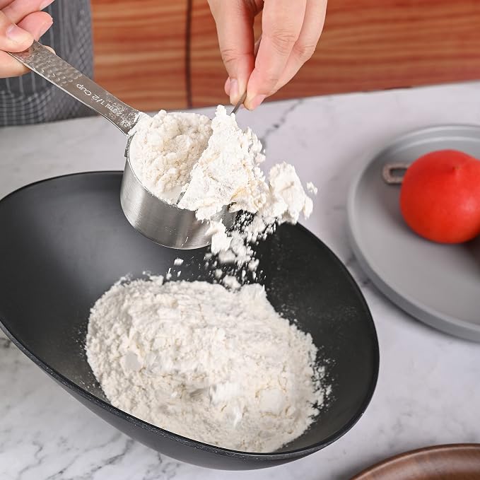 Measuring Cups 5pcs Stainless Steel Measuring Cups Set 18/8 (304) Steel Material Heavy Duty Measurer cups Color Silver (Siliver-5cups+1ring)