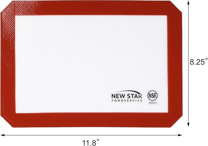 New Star Foodservice Commercial Grade Silicone Baking Mat Non-Stick Pan Liner, 8 x 12 Inch (Quarter Size)