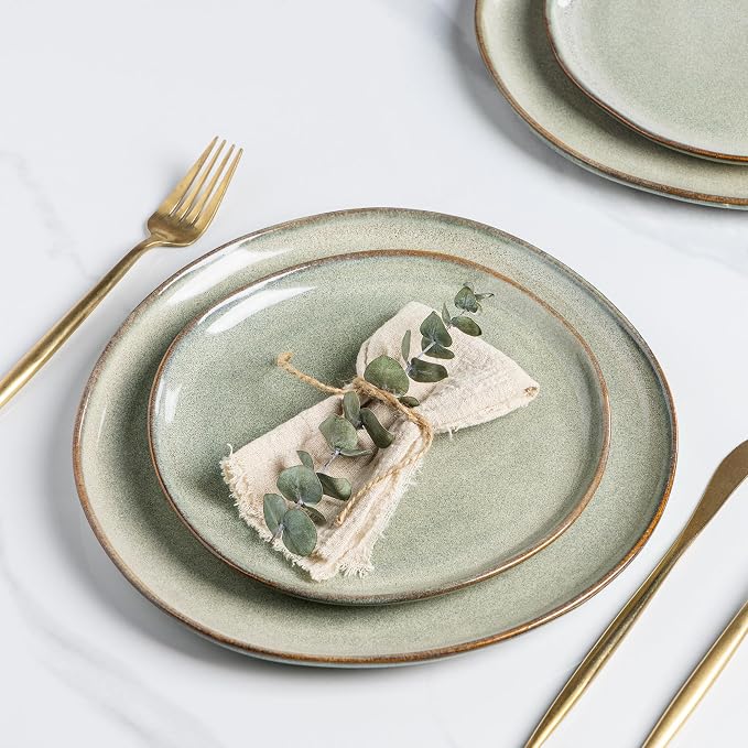 AmorArc Ceramic Dinnerware Sets for 12,36Pcs Plates and Bowls Sets Dishes | Stoneware Handmade Reactive Glaze Dinner Set, Highly Scratch Resistant | Dishwasher & Microwave Safe Dishware