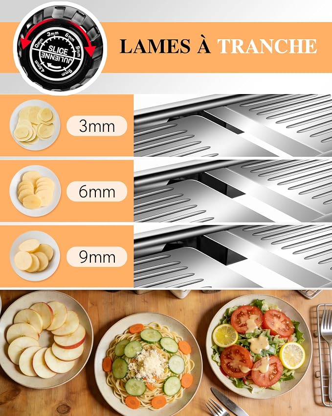 MASTERTOP Adjustable Mandoline Food Slicer,Vegetable Slicer Fruit Cutter | Stainless Steel Mandoline Slicer, Julienne Slicers for Kitchen Onion Potato, Tomato, Vegetable, and Fruit, Dishwasher Safe