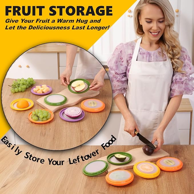 Double-Sided Avocado Saver & Onion Storage, 4Pcs Food Holder | Upgraded Double-Sided Silicone! 4Pcs Avocado Saver & Onion Storage. Keeps garlic, tomato & produce fresh in fridge containers