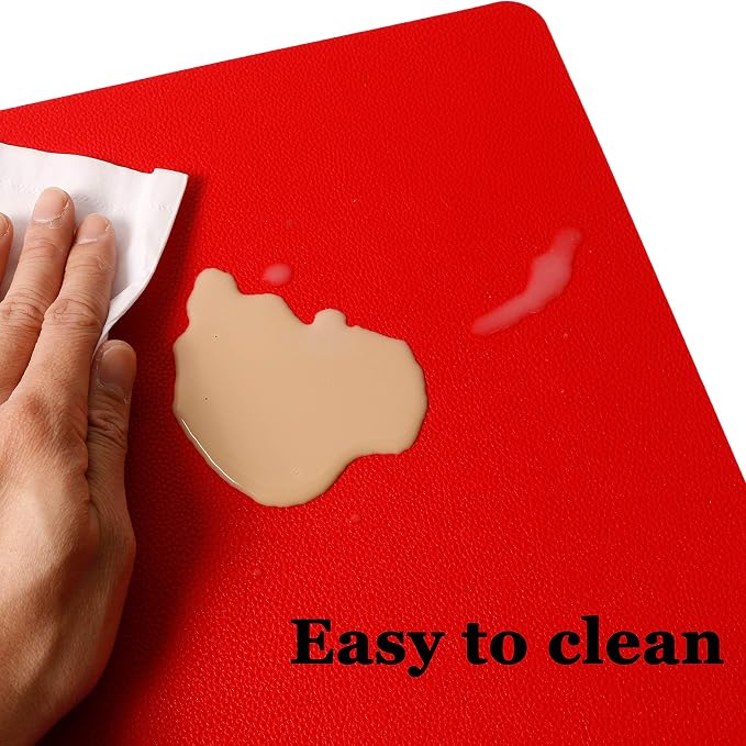 Wipeable Placemats Leather Table Mats Waterproof Heat-Resistant Easy to Clean for Dining Table Set Kitchen Table (4, Red)