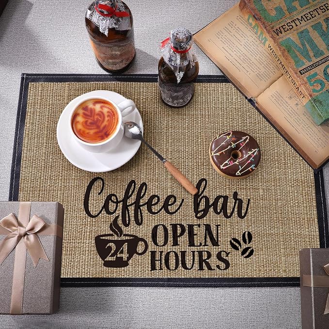 2 Pcs 20 x 14 Inch Coffee Placemats for Countertop,Fresh Style