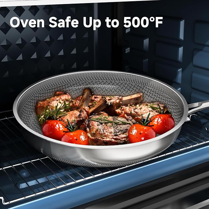 LOLYKITCH 7QT Deep Skillet with Lid&12'' Frying Pan Set | Detachable Handle | Ceramic Nonstick | Tri-Ply Stainless Steel | Saute Pan | PFOA Free | Induction | Dishwasher & Oven Safe