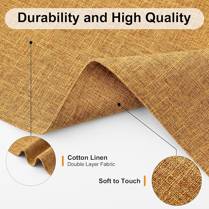 Homaxy Cloths Placemats for Dining Table Set of 4, 13" x 19", Amber | Heat Resistant, Washable, Cotton Linen Blend Table Mats, Easy to Clean Place Mats, Indoor Outdoor