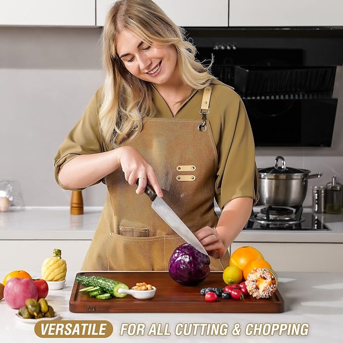 Thick Walnut Wood Cutting Board 18x12 in Large Wooden Chopping Board | Cut Board for Kitchen with Juice Groove Handles, Non-slip Mats,Reversible Butcher Block, Chopping Board
