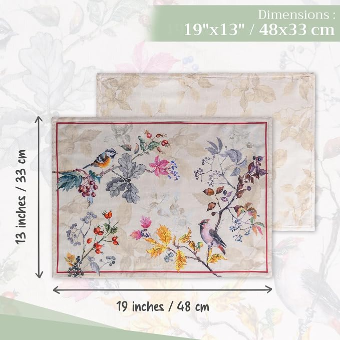 Maison d' Hermine Placemats Set of 4 Reusable 100% Cotton (13"x19") | Cloth Place Mats Washable Table Mats for Kitchen Dining Party Wedding Hotel Home Thanksgiving Christmas - Equinoxe - Beige