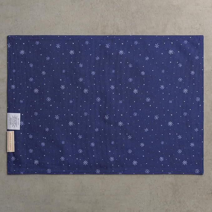 Maison d' Hermine Placemats Set of 4 Reusable 100% Cotton (13"x19") | Cloth Place Mats Washable Table Mats for Kitchen Dining Party Wedding Home Thanksgiving Christmas - Christmas Market - Blue