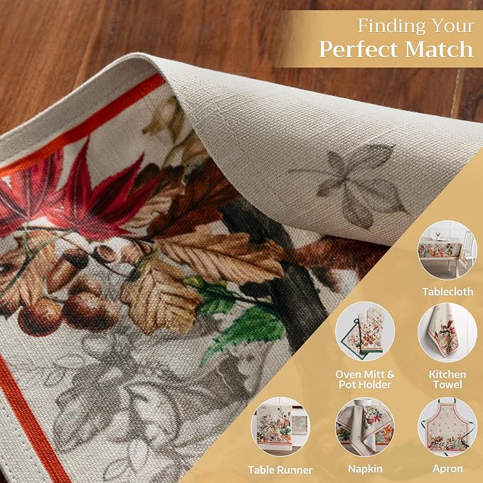 Maison d' Hermine Placemats Set of 4 Reusable 100% Cotton (13"x19") | Cloth Place Mats Washable Table Mats for Kitchen Dining Party Wedding Hotel Home Thanksgiving Christmas - Recolte