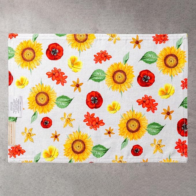 Maison d' Hermine Placemats Set of 4 Reusable 100% Cotton (13"x19") | Cloth Place Mats Washable Table Mats for Kitchen Dining Party Wedding Hotel Home Restaurant Spring Summer - Basse Cour